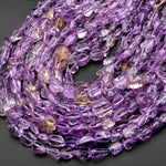 Natural Ametrine Golden Yellow Citrine Purple Amethyst Beads Freeform Pebble Nugget Gemstone 15.5" Strand