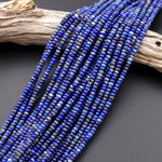 Natural Blue Lapis Beads Smooth Rondelle Beads 4mm 15.5" Strand