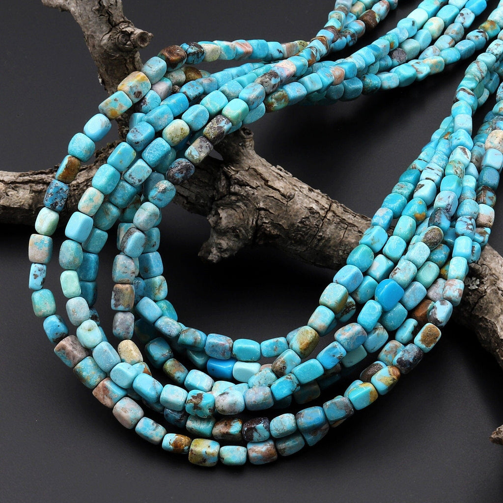 Rectangle Beeds Natural Turquoise Rectangle Beads Nuggets Highly Polished Genuine Real ...