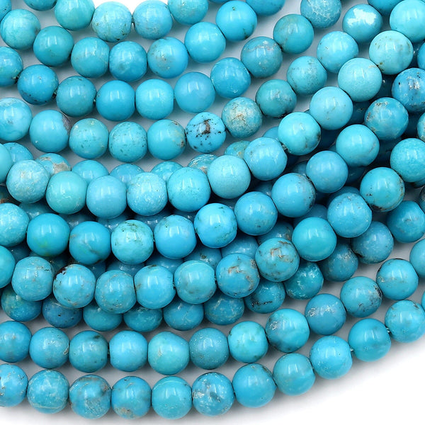 Natural Blue Arizona Turquoise 4mm Round Real Genuine Turquoise Gemstone 15.5" Strand