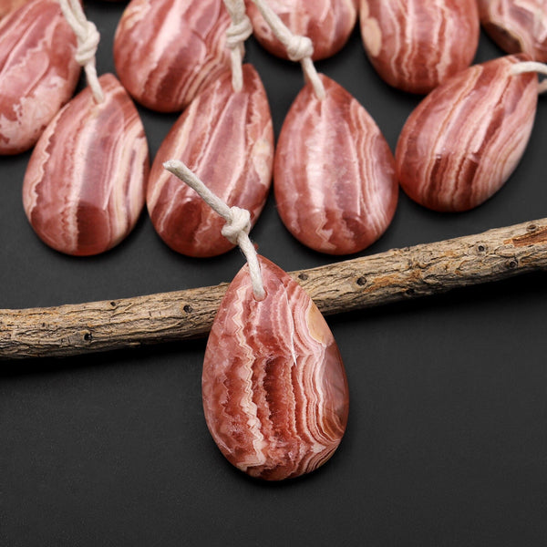 AAA Natural Red Rhodochrosite Teardrop Gemstone Pendant A4