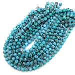 Hand Carved Real Genuine Natural Blue Turquoise 3D Melone 8mm Beads Choose from 5 pcs, 10 pcs, 16" strand