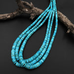 Graduated Genuine 100% Natural Arizona Blue Turquoise Heishi Beads 16" Strand