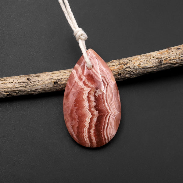 AAA Natural Red Rhodochrosite Teardrop Gemstone Pendant A1