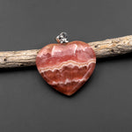 AAA Natural Red Rhodochrosite Heart Gemstone Pendant