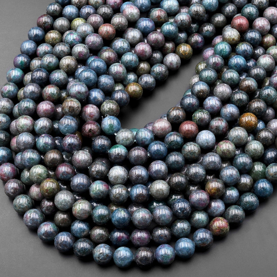 Natural Ruby Kyanite Fuchsite 6mm 8mm 10mm Round Beads Gemstone 15.5" Strand