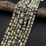 Natural Peruvian Chrysocolla Turquoise Faceted Rondelle Beads 9mm 10mm 15.5" Strand