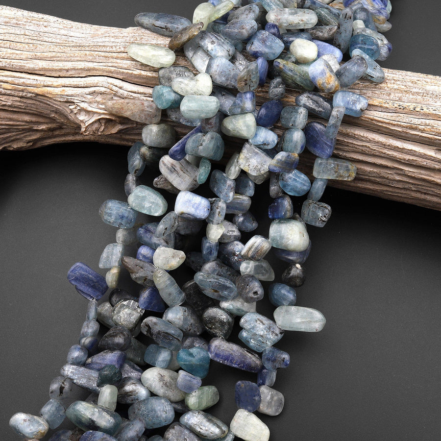 Natural Kyanite Freeform Top Side Drilled Pebble Petal Nugget Beads 15.5" Strand