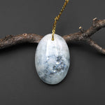 Natural Soft Blue Aquamarine Oval Pendant Gemstone