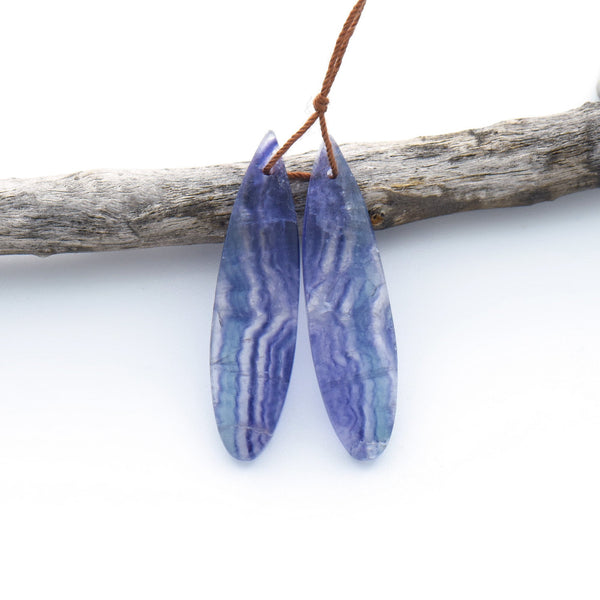 Natural Rainbow Fluorite Long Teardrop Earring Pair Drilled Gemstone Matched Beads OP2825