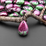 Natural Red Ruby Green Zoisite Pendant Teardrop Gemstone