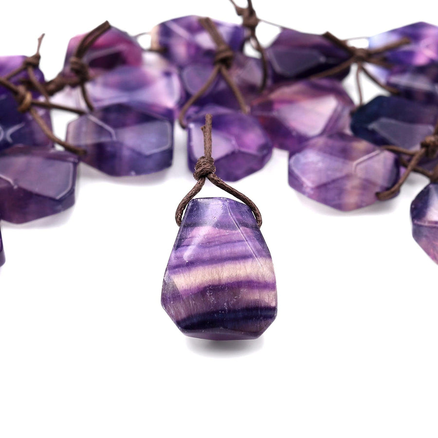 Natural Vibrant Purple Fluorite Point Pendant Side Drilled Gemstone Focal Bead A1