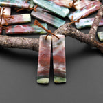 Natural Rainbow Agate Earring Pair Rectangle Matched Gemstone Bead Pair