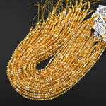 AAA Faceted Natural Golden Mother of Pearl 3mm 4mm Round Beads Laser Diamond Cut Iridescent Pearl Gemstone 15.5" Strand