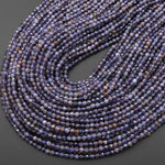 Rare Natural Sunstone Iolite Faceted 3mm Round Beads 15.5" Strand