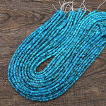 Genuine Natural Arizona Turquoise 4mm Square Heishi Rondelle Beads Genuine Bright Blue Turquoise Beads 15.5" Strand
