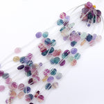 Hand Carved Natural blue Green Purple Pink Fluorite Carved Rose Flower Oval Beads 3D