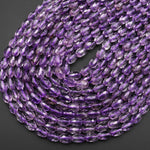 Natural Amethyst Faceted Oval Nugget 6x9mm Beads 15.5" Strand