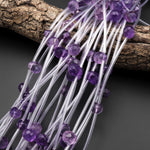 AAA Faceted Natural Purple Amethyst Briolette Beads