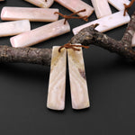 Natural Peruvian Peach Pink Opal Earring Pair Rectangle Drilled Matched Gemstone Beads
