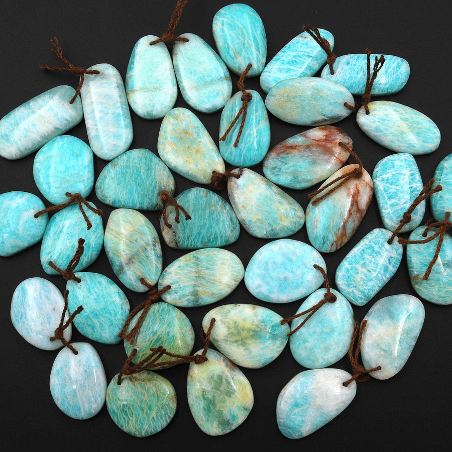 Natural Madagascar Amazonite Freeform Earring Pair Drilled Matched Gemstone Beads