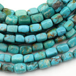 Natural Turquoise Rectangle Cube Beads Nuggets Highly Polished Genuine Real Stunning Blue Green Golden Brown Gemstone 15.5" Strand