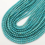 Natural Soft Blue Turquoise 4mm Round Highly Polished Round Beads High Quality Real Genuine Turquoise Gemstone 15.5" Strand