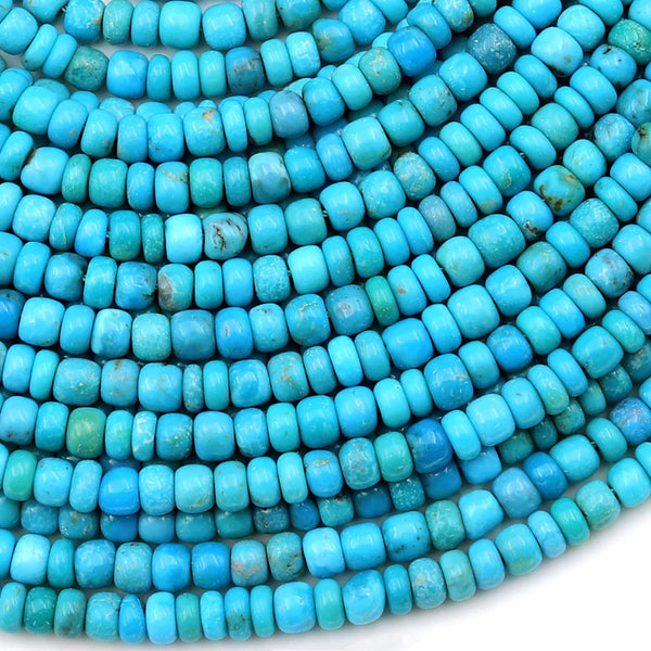 Genuine Natural Arizona Blue Turquoise 4mm Rondelle Beads 15.5" Strand