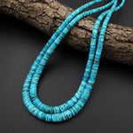 Graduated Genuine 100% Natural Arizona Blue Turquoise Heishi Beads 16" Strand
