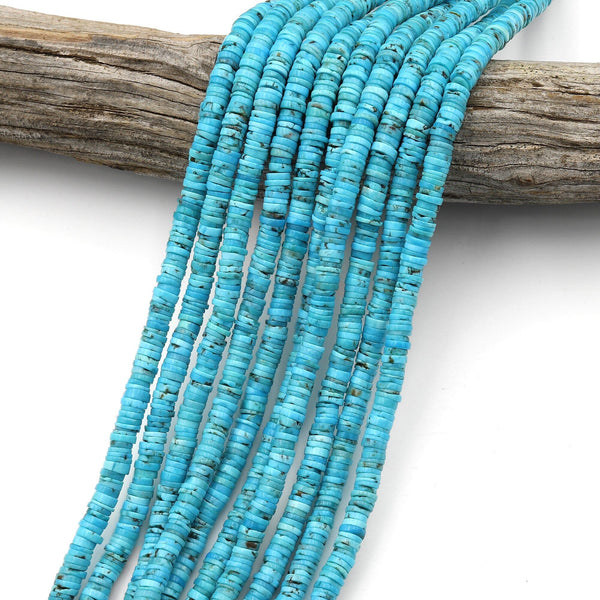 Genuine Natural Arizona Blue Turquoise 5x1mm Heishi Beads 16" Strand