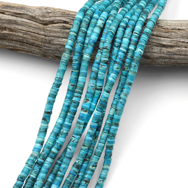 Genuine Natural Arizona Blue Turquoise 4x1mm Heishi Beads 16" Strand