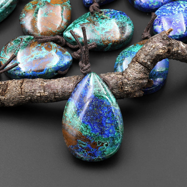 AAA Natural Azurite Chrysocolla Teardrop Pendant From the Old Arizona Copper Mine A3