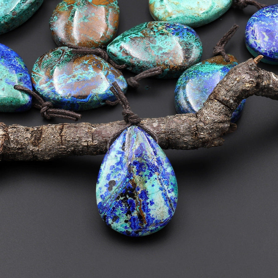 AAA Natural Azurite Chrysocolla Teardrop Pendant From the Old Arizona Copper Mine A7