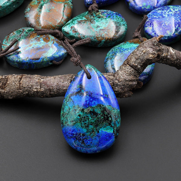 AAA Natural Azurite Chrysocolla Teardrop Pendant From the Old Arizona Copper Mine A5
