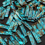 Natural Shattuckite Earring Pair Rectangle Matched Gemstone Beads Chrysocolla Azurite Malachite From Congo