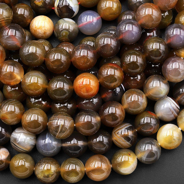 Natural Cognac Brown Botswana Agate 10mm Round Beads 15.5" Strand