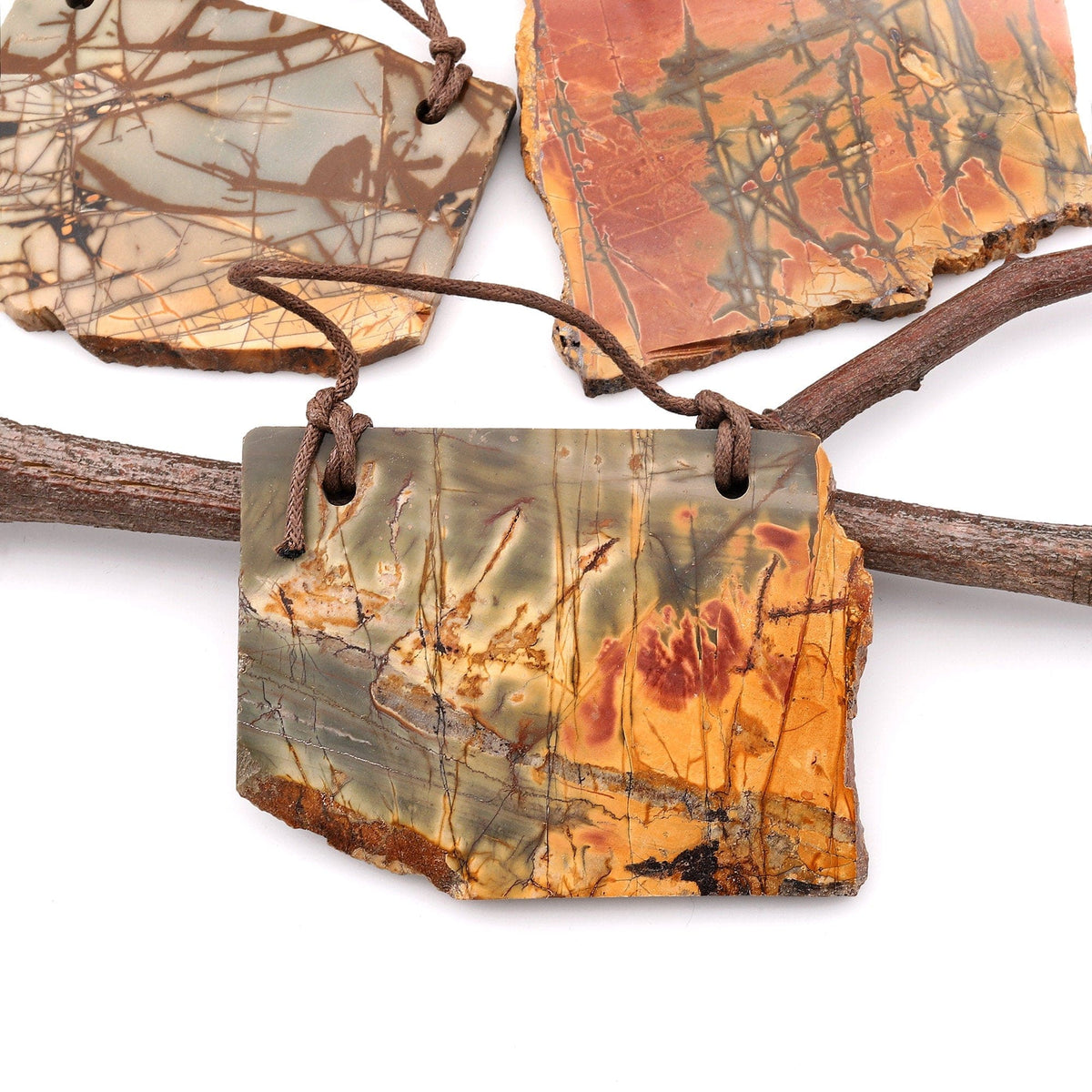 Large 2 Hole Pendant Natural Red Creek Jasper Pendant Aka Multicolor P ...