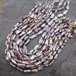 Iridescent Natural Silvery Mauve Pink Biwa Stick Pearl Freshwater 15.5" Strand