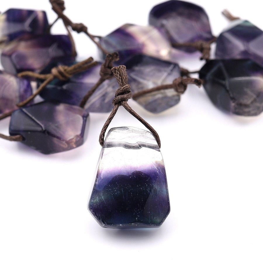Natural Rainbow Fluorite Point Pendant Side Drilled Gemstone Focal Bead PDT0034