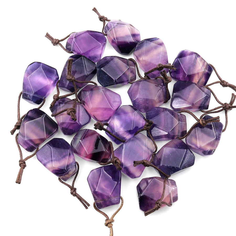 Natural Rich Purple Fluorite Point Pendant Side Drilled Gemstone Focal Bead PDT0031