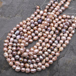 Large Genuine Freshwater Baroque Pearl Shimmery Iridescent Mauve Pink 15.5" Strand