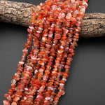 Rare Natural Moroccan Red Agate Freeform Chip Pebble Beads Gemstone 15.5" Strand
