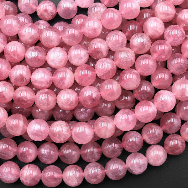 AAA Rare Mauve Pink Madagascar Natural Rose Quartz 8mm 9mm 10mm 12mm 14mm Round Beads 15.5" Strand