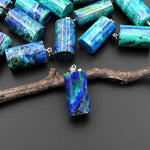 AAA Natural Azurite Chrysocolla Cylinder Pendant From the Old Arizona Copper Mine