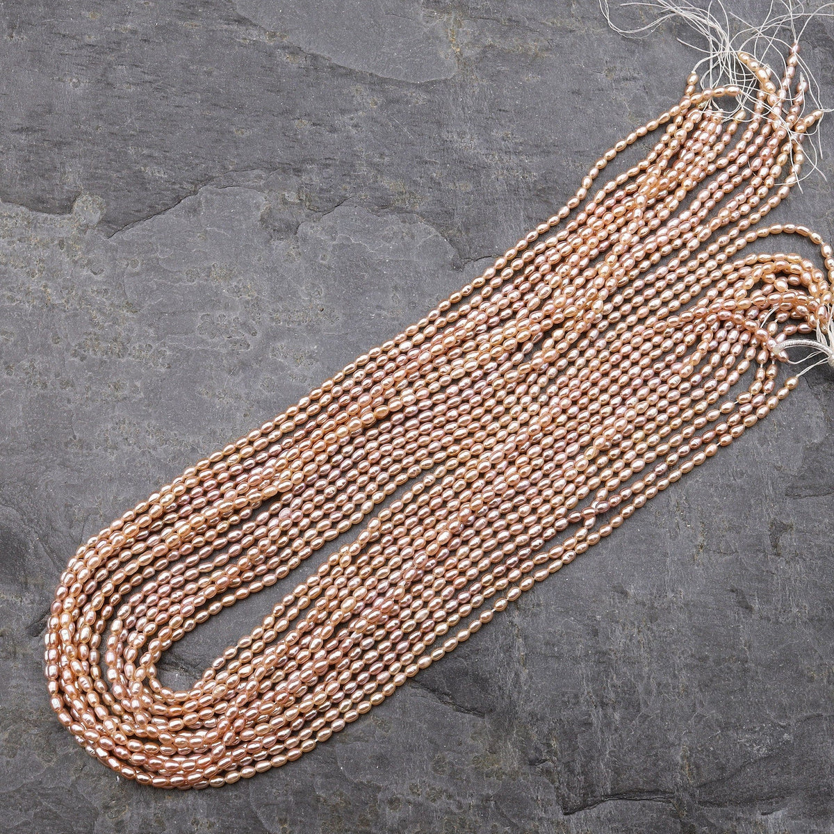 AAA Genuine Freshwater Small Pink Rice Seed Pearls 3mm Oval 15.5