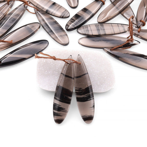 AAA Real Natural Striped Ice Obsidian Earring Pair Matched Teardrop Gemstone Beads