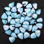 AAA Natural Larimar Teardrop Pear Pendant Side Drilled Genuine Real Blue Larimar Gemstone Focal Bead