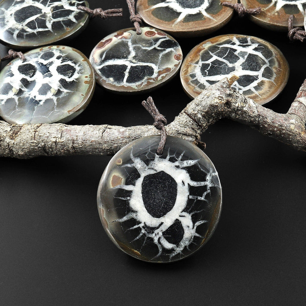 Natural Septarian Fossil Circle Pendant