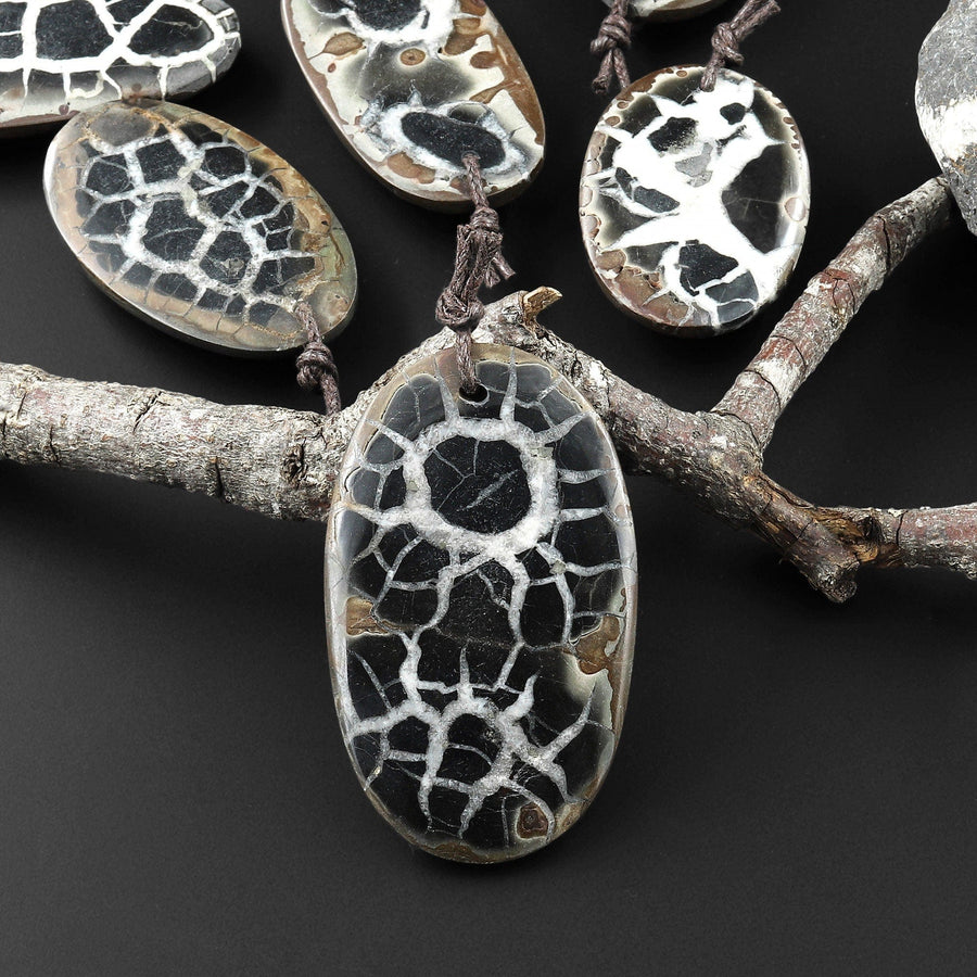 Natural Septarian Fossil Oval Pendant A1