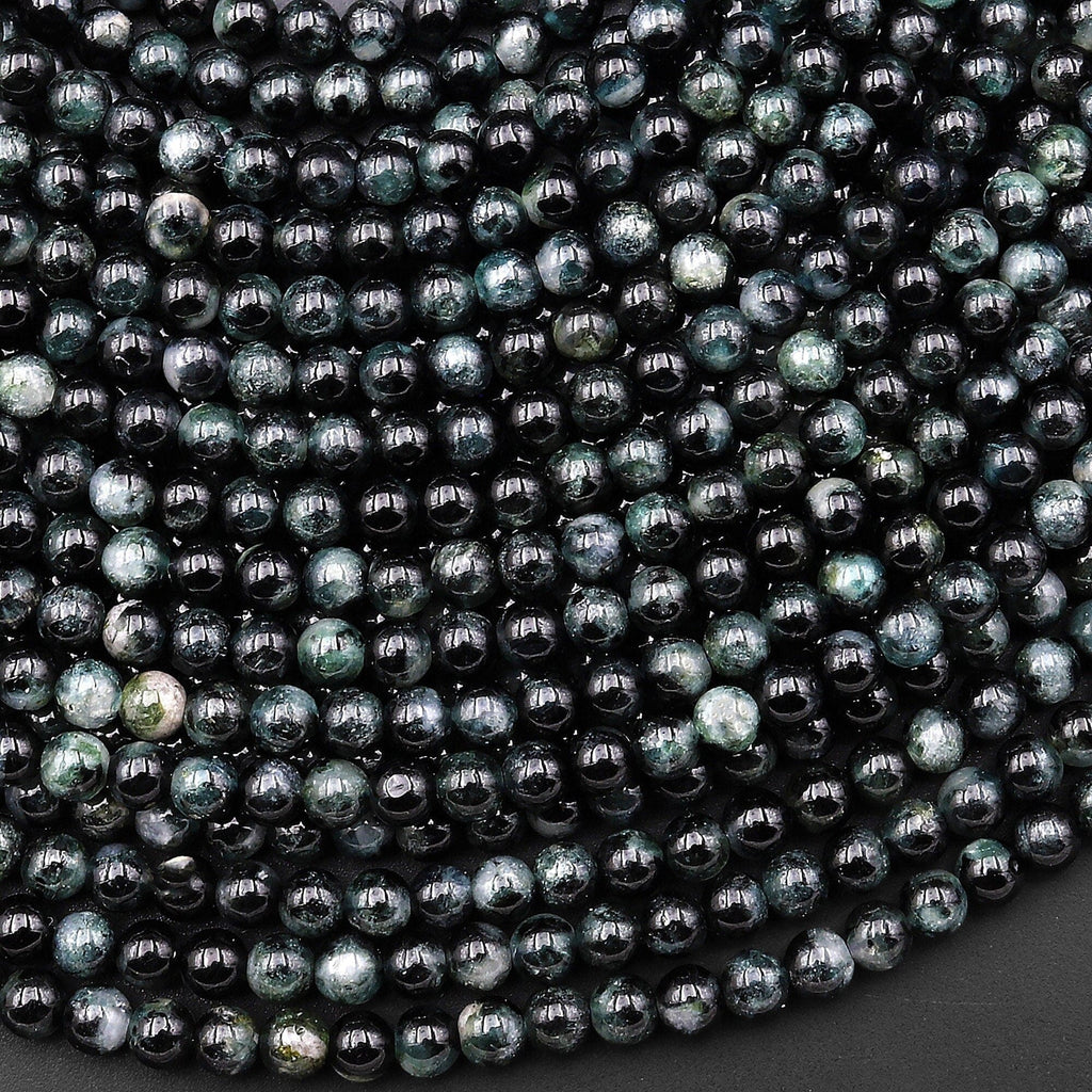 Natural Paraiba Blue Tourmaline Smooth 4mm Round Beads Indicolite Gemstone 15.5" Strand